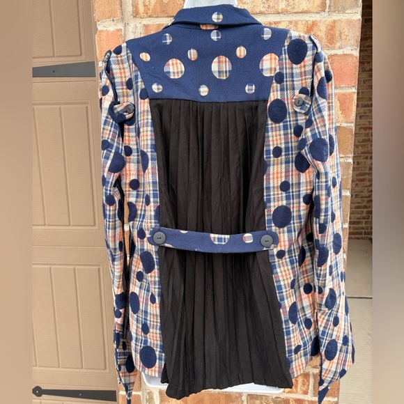 Hanh Merriman Mixed Media Plaid & Polka Dot Blazer size 8 - Picture 8 of 12